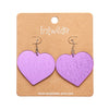 Love Heart Mirror Drop Earrings - Purple