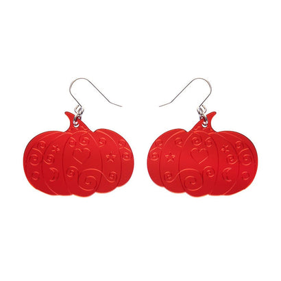 Pumpkin Magic Mirror Drop Earrings - Red  -  Erstwilder Essentials  -  Quirky Resin and Enamel Accessories