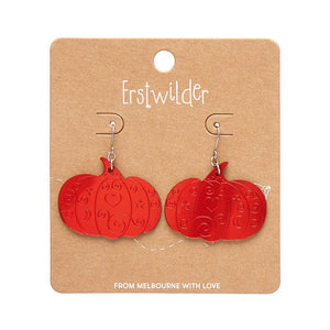 Pumpkin Magic Mirror Drop Earrings - Red  -  Erstwilder Essentials  -  Quirky Resin and Enamel Accessories