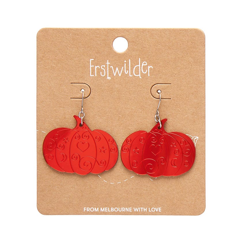 Pumpkin Magic Mirror Drop Earrings - Red  -  Erstwilder Essentials  -  Quirky Resin and Enamel Accessories