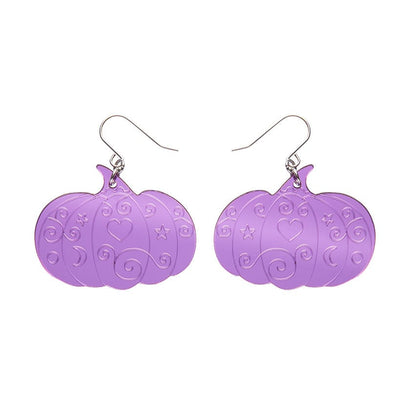 Pumpkin Magic Mirror Drop Earrings - Purple  -  Erstwilder Essentials  -  Quirky Resin and Enamel Accessories