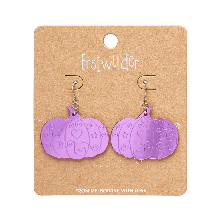 Pumpkin Magic Mirror Drop Earrings - Purple  -  Erstwilder Essentials  -  Quirky Resin and Enamel Accessories