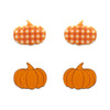 Pumpkin Patch Stud Earrings Set - Orange & Orange Gingham  -  Erstwilder Essentials  -  Quirky Resin and Enamel Accessories