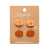 Pumpkin Patch Stud Earrings Set - Orange & Orange Gingham