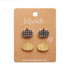 Pumpkin Patch Stud Earrings Set - Gold & Black Gingham  -  Erstwilder Essentials  -  Quirky Resin and Enamel Accessories