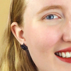 Fang Time Bat Chunky Glitter Stud Earrings – Silver  -  Erstwilder Essentials  -  Quirky Resin and Enamel Accessories