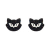 Shadow the Cat Glitter Stud Earrings – Black  -  Erstwilder Essentials  -  Quirky Resin and Enamel Accessories