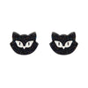 Shadow the Cat Glitter Stud Earrings – Black