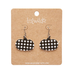 Pumpkin Gingham Drop Earrings - Black  -  Erstwilder Essentials  -  Quirky Resin and Enamel Accessories
