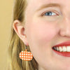 Pumpkin Gingham Drop Earrings - Orange