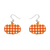 Pumpkin Gingham Drop Earrings - Orange