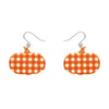 Pumpkin Gingham Drop Earrings - Orange