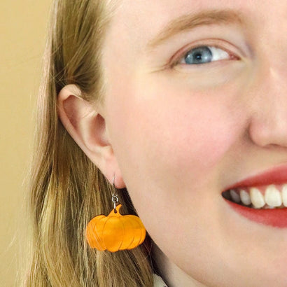 Pumpkin Mirror Drop Earrings - Orange  -  Erstwilder Essentials  -  Quirky Resin and Enamel Accessories