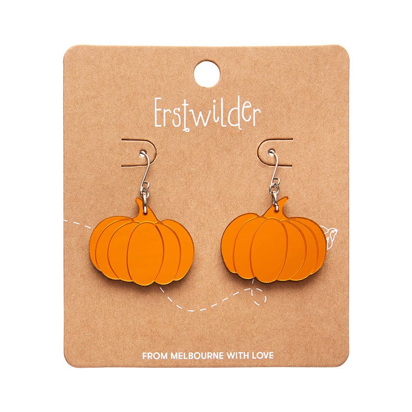 Pumpkin Mirror Drop Earrings - Orange  -  Erstwilder Essentials  -  Quirky Resin and Enamel Accessories