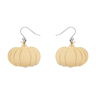 Pumpkin Mirror Drop Earrings - Gold  -  Erstwilder Essentials  -  Quirky Resin and Enamel Accessories