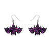 Fang Time Bat Chunky Glitter Drop Earrings - Purple
