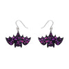 Fang Time Bat Chunky Glitter Drop Earrings - Purple