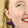 Fang Time Bat Chunky Glitter Drop Earrings - Purple