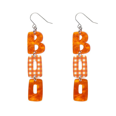 BOO Gingham Drop Earrings - Orange  -  Erstwilder Essentials  -  Quirky Resin and Enamel Accessories