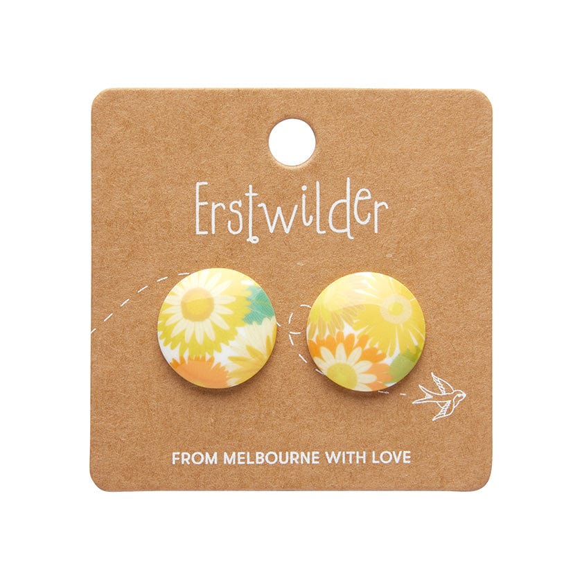 Daisy Rounded Stud Earrings - Yellow  -  Erstwilder Essentials  -  Quirky Resin and Enamel Accessories