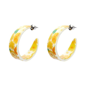 Daisy Hoop Stud Earrings - Yellow  -  Erstwilder Essentials  -  Quirky Resin and Enamel Accessories