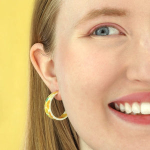 Daisy Hoop Stud Earrings - Yellow  -  Erstwilder Essentials  -  Quirky Resin and Enamel Accessories