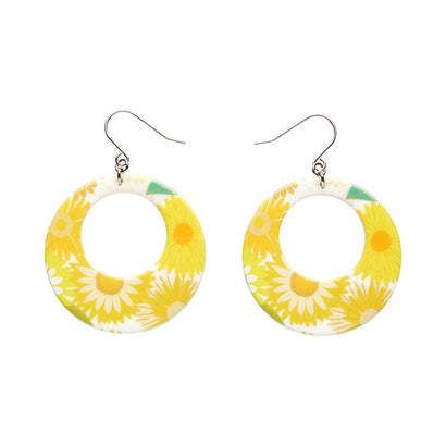 Daisy Circle Drop Earrings - Yellow  -  Erstwilder Essentials  -  Quirky Resin and Enamel Accessories