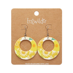 Daisy Circle Drop Earrings - Yellow  -  Erstwilder Essentials  -  Quirky Resin and Enamel Accessories