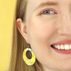 Daisy Circle Drop Earrings - Yellow  -  Erstwilder Essentials  -  Quirky Resin and Enamel Accessories