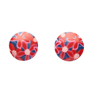 Christmas Bush Rounded Stud Earrings - Red  -  Erstwilder Essentials  -  Quirky Resin and Enamel Accessories
