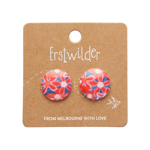 Christmas Bush Rounded Stud Earrings - Red  -  Erstwilder Essentials  -  Quirky Resin and Enamel Accessories