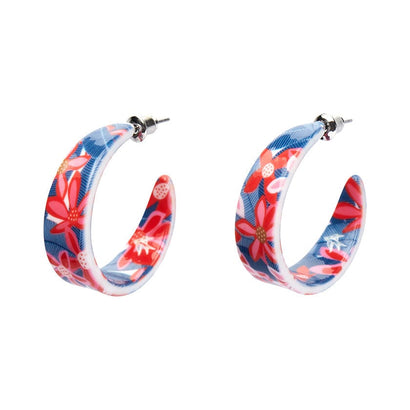 Christmas Bush Hoop Stud Earrings - Red  -  Erstwilder Essentials  -  Quirky Resin and Enamel Accessories