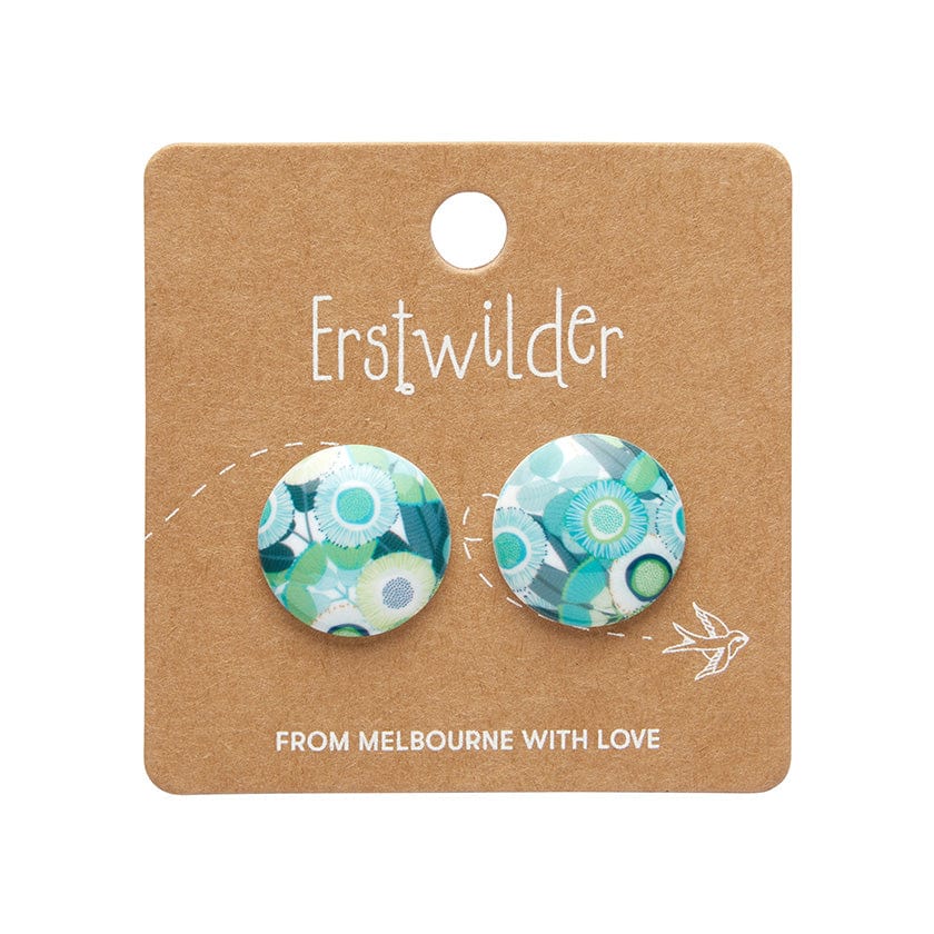 Green Gum Rounded Stud Earrings - Green  -  Erstwilder Essentials  -  Quirky Resin and Enamel Accessories
