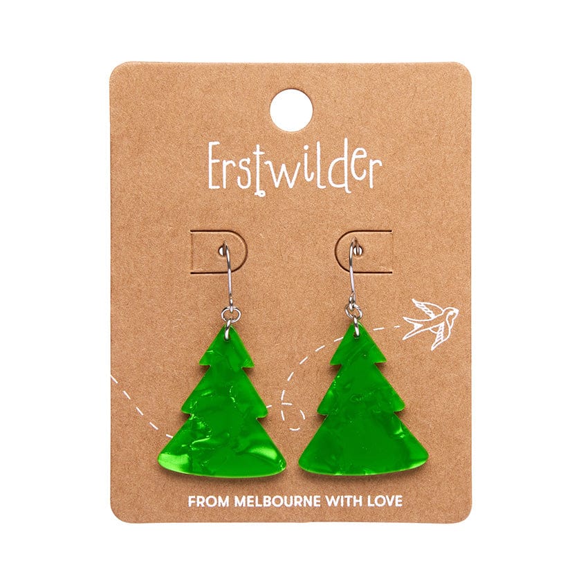 Tree Ripple Drop Earrings - Green  -  Erstwilder Essentials  -  Quirky Resin and Enamel Accessories