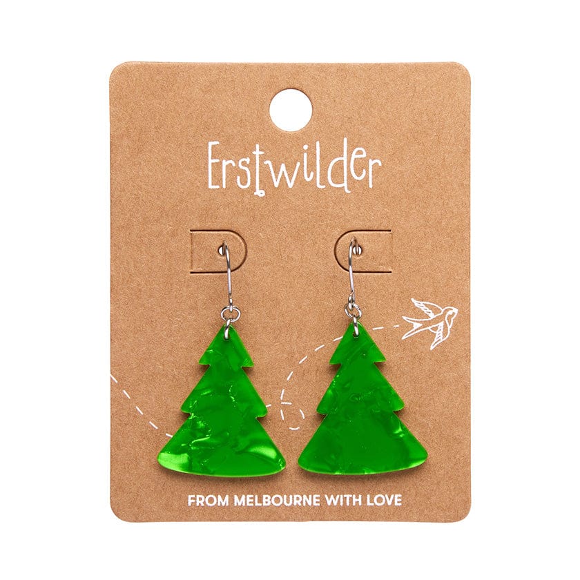 Tree Ripple Drop Earrings - Green  -  Erstwilder Essentials  -  Quirky Resin and Enamel Accessories