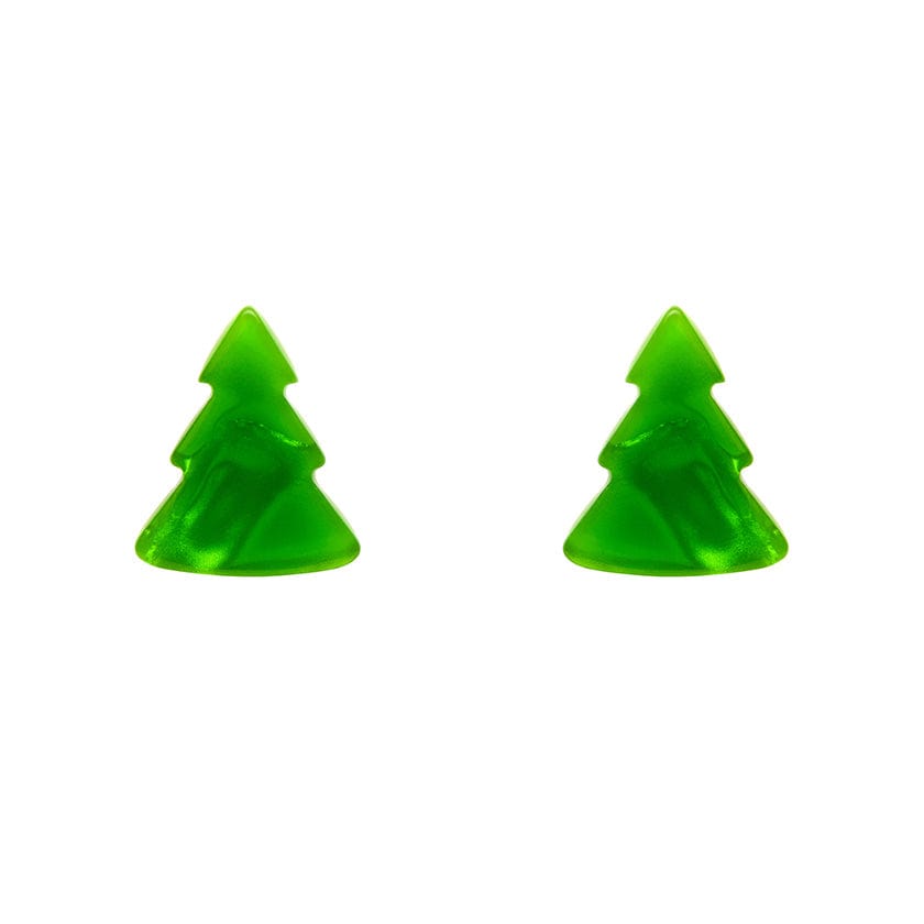 Tree Ripple Stud Earrings - Green  -  Erstwilder Essentials  -  Quirky Resin and Enamel Accessories