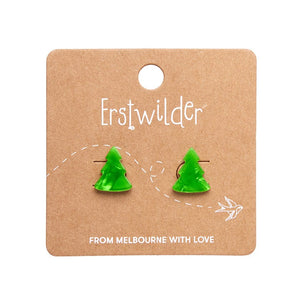 Tree Ripple Stud Earrings - Green  -  Erstwilder Essentials  -  Quirky Resin and Enamel Accessories