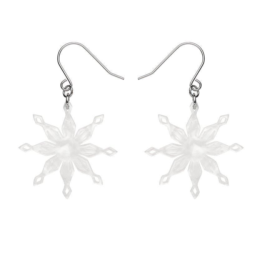 Snowflake Ripple Drop Earrings - White  -  Erstwilder Essentials  -  Quirky Resin and Enamel Accessories