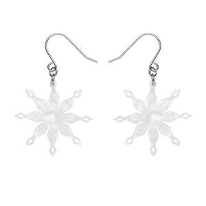 Snowflake Ripple Drop Earrings - White  -  Erstwilder Essentials  -  Quirky Resin and Enamel Accessories