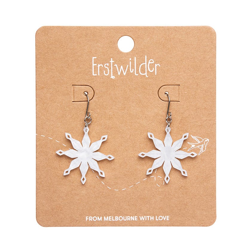 Snowflake Ripple Drop Earrings - White  -  Erstwilder Essentials  -  Quirky Resin and Enamel Accessories