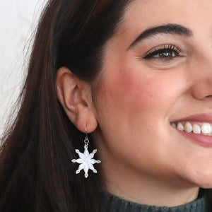 Snowflake Ripple Drop Earrings - White  -  Erstwilder Essentials  -  Quirky Resin and Enamel Accessories