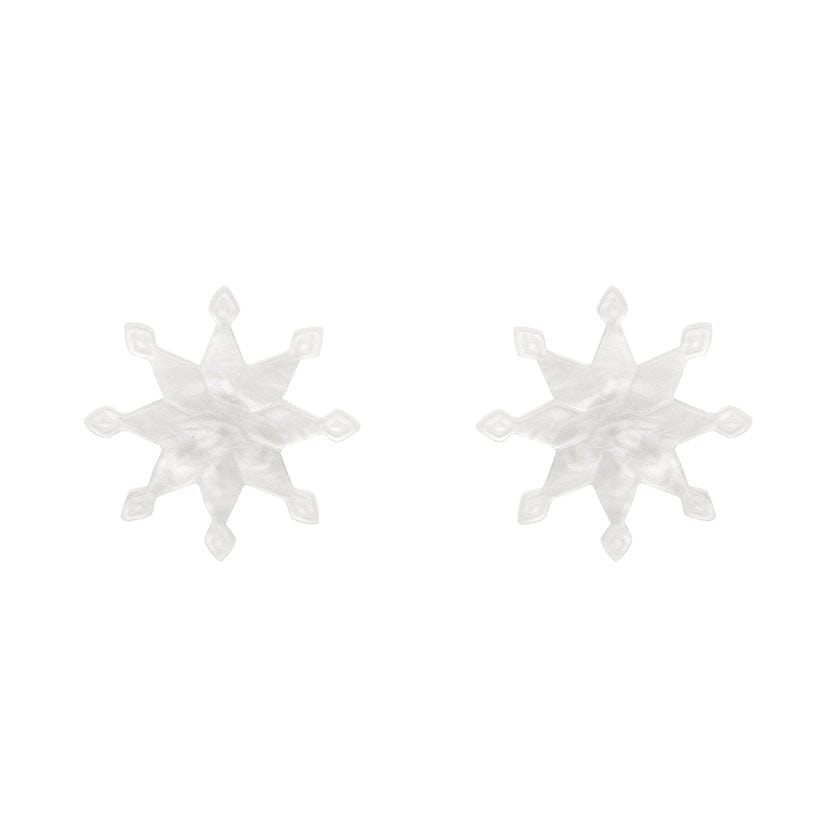 Snowflake Ripple Stud Earrings - White  -  Erstwilder Essentials  -  Quirky Resin and Enamel Accessories