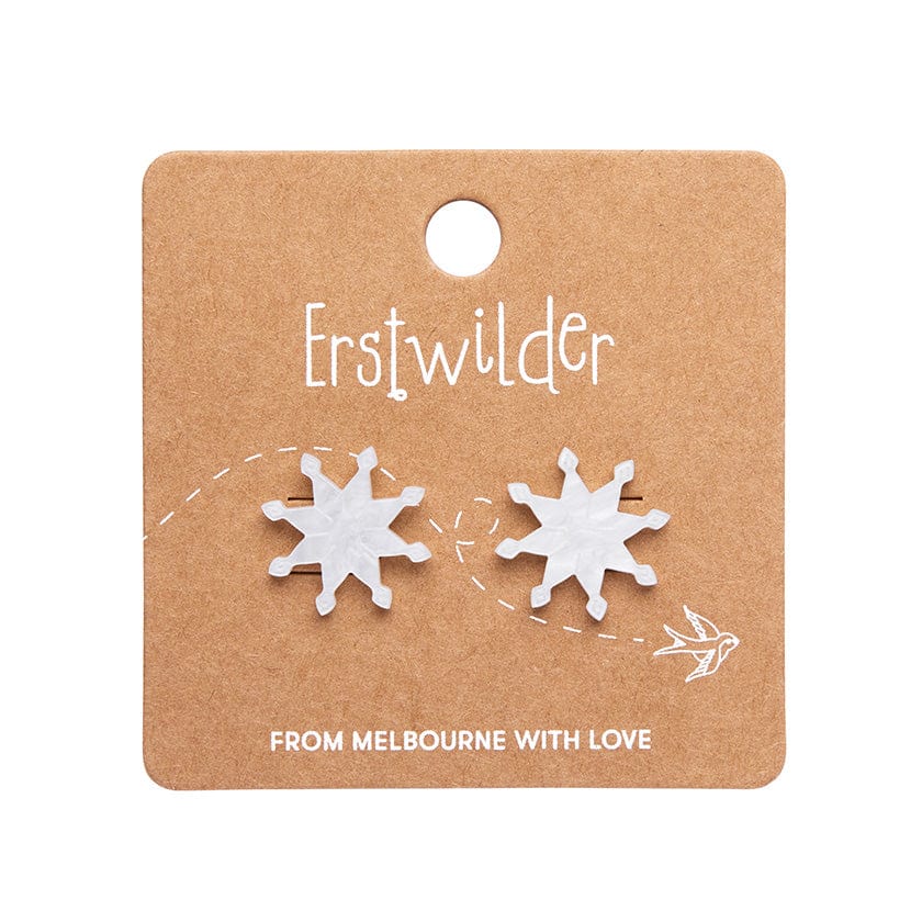 Snowflake Ripple Stud Earrings - White  -  Erstwilder Essentials  -  Quirky Resin and Enamel Accessories
