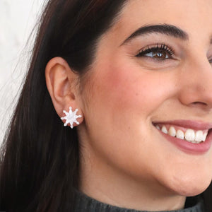 Snowflake Ripple Stud Earrings - White  -  Erstwilder Essentials  -  Quirky Resin and Enamel Accessories