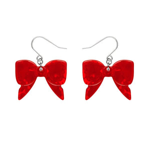 Bow Ripple Drop Earrings - Red  -  Erstwilder Essentials  -  Quirky Resin and Enamel Accessories
