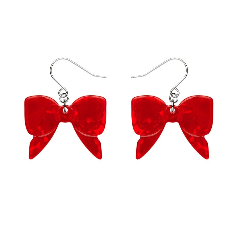 Bow Ripple Drop Earrings - Red  -  Erstwilder Essentials  -  Quirky Resin and Enamel Accessories