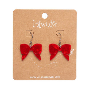 Bow Ripple Drop Earrings - Red  -  Erstwilder Essentials  -  Quirky Resin and Enamel Accessories