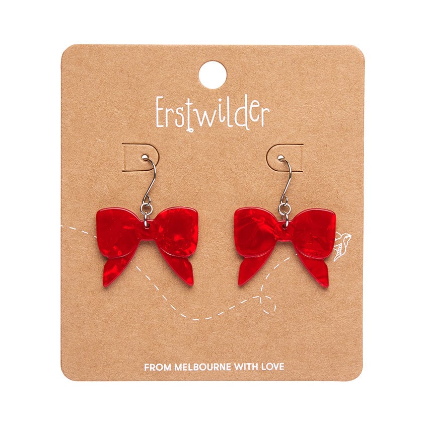 Bow Ripple Drop Earrings - Red  -  Erstwilder Essentials  -  Quirky Resin and Enamel Accessories