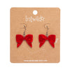 Bow Ripple Drop Earrings - Red