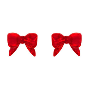 Bow Ripple Stud Earrings - Red  -  Erstwilder Essentials  -  Quirky Resin and Enamel Accessories